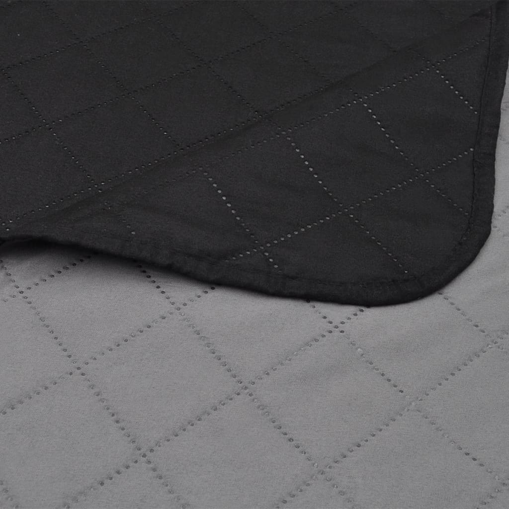 130884 Double-sided Quilted Bedspread Black/Grey 220 x 240 cm - PAKOBAZAAR