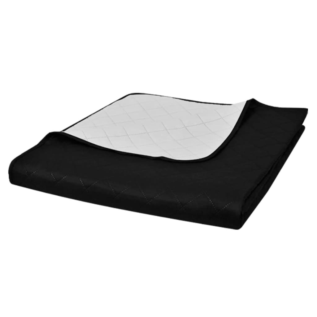 130888 Double-sided Quilted Bedspread Black/White 230 x 260 cm - PAKOBAZAAR
