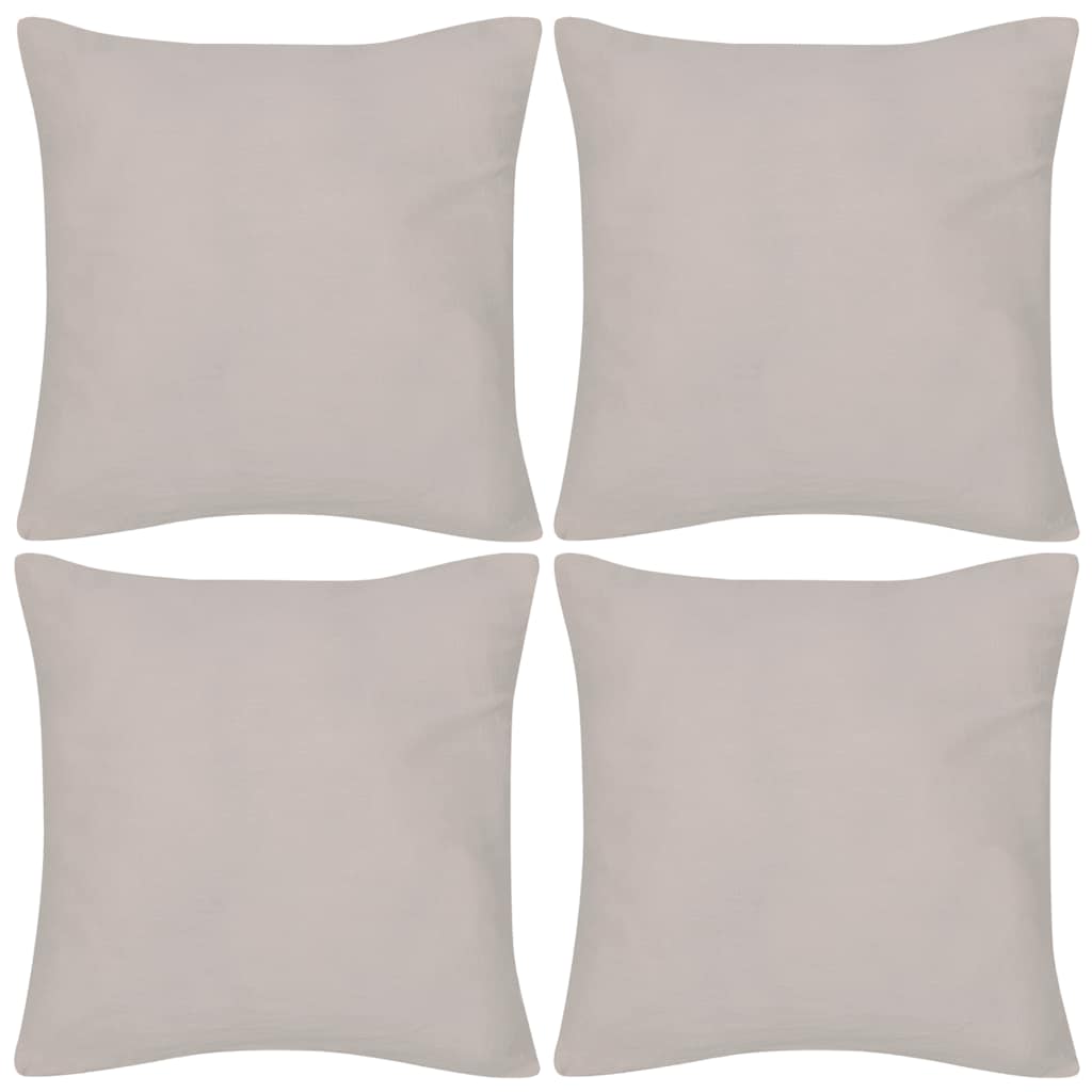 130911 4 Beige Cushion Covers Cotton 50 x 50 cm - Pakobazaar