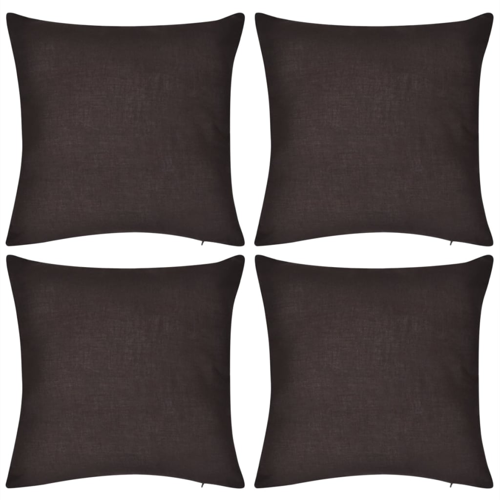 130913 4 Brown Cushion Covers Cotton 40 x 40 cm - Pakobazaar