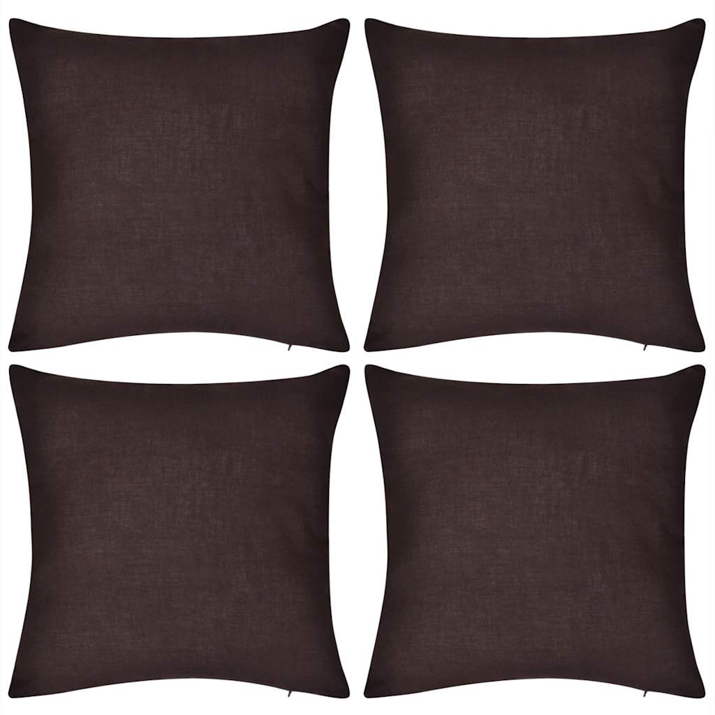 130914 4 Brown Cushion Covers Cotton 50 x 50 cm - Pakobazaar