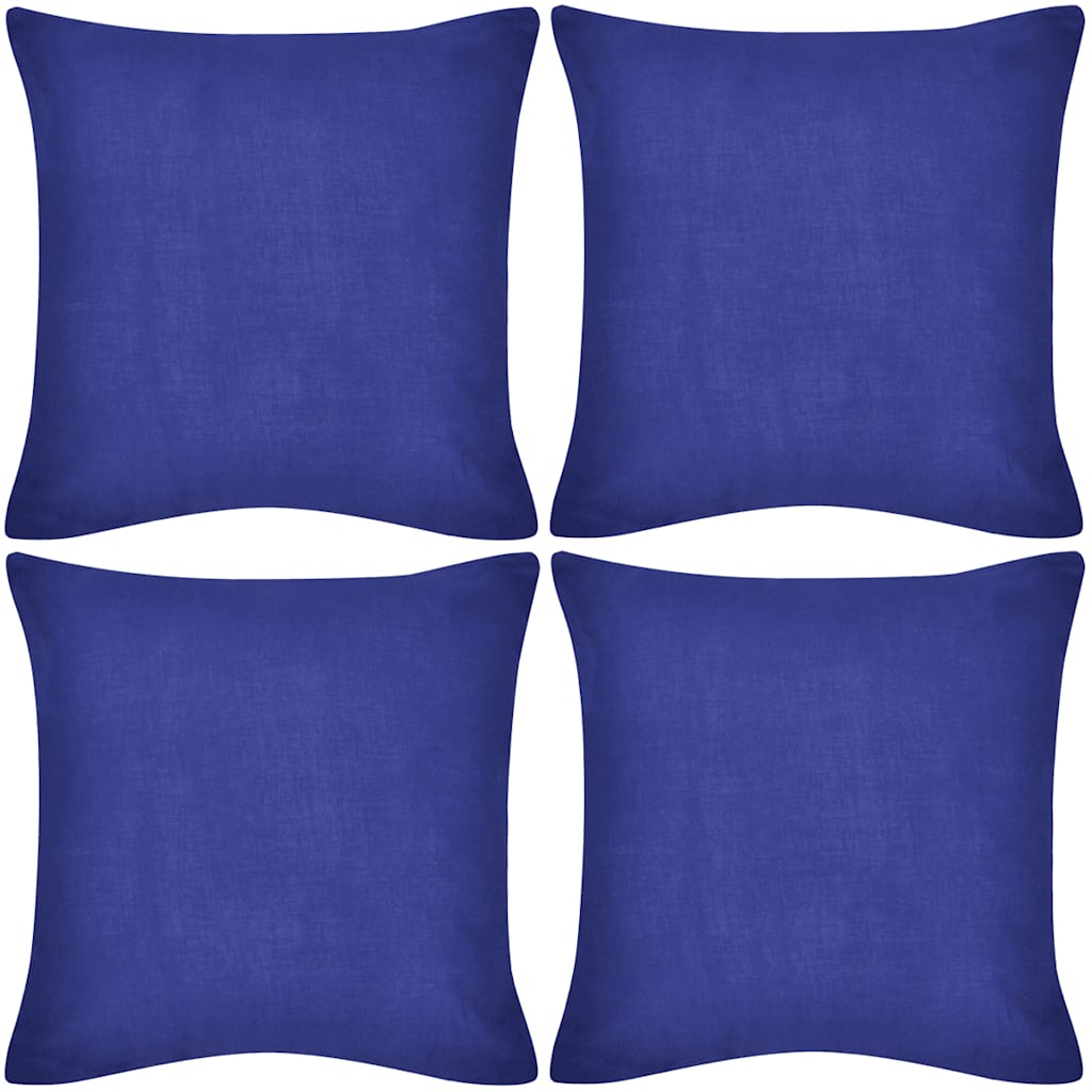 130920 4 Blue Cushion Covers Cotton 50 x 50 cm - Pakobazaar