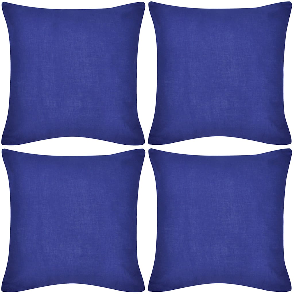 130921 4 Blue Cushion Covers Cotton 80 x 80 cm - Pakobazaar