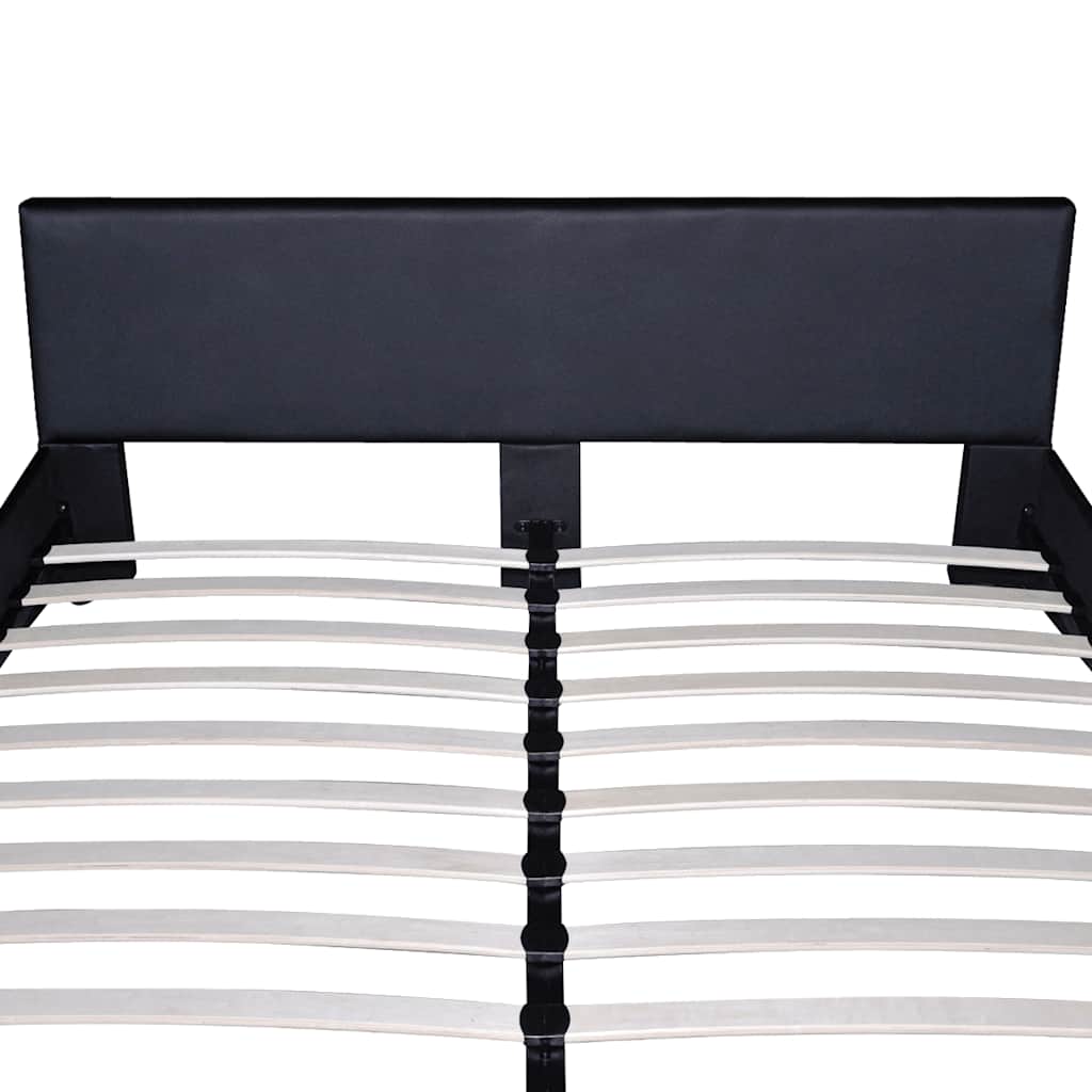 Κρεβάτι Μαύρο 180 x 200 εκ. από Συνθετικό Δέρμα με Στρώμα