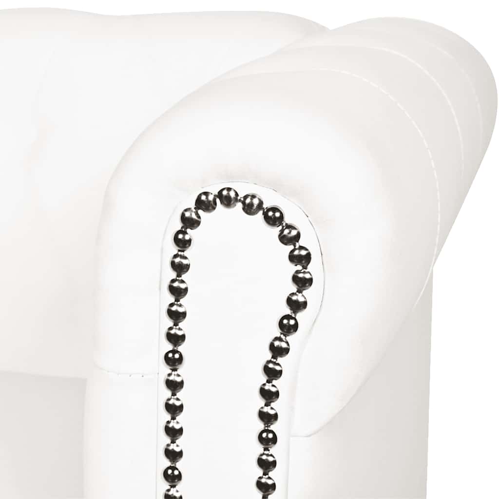 Καναπέδες Chesterfield Διθέσιος + Τριθέσιος Λευκό Συνθ. Δέρμα - PAKOBAZAAR