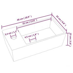 Νιπτήρας Λευκός 48 x 25 x 15 εκ. Κεραμικός - PAKOBAZAAR