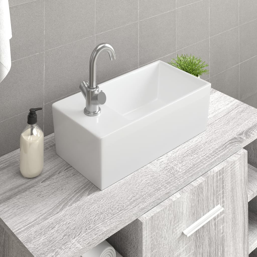 Νιπτήρας Λευκός 48 x 25 x 15 εκ. Κεραμικός - PAKOBAZAAR