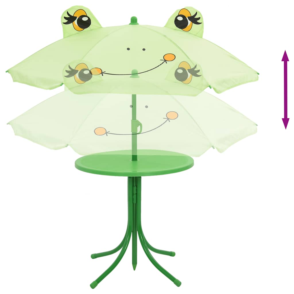 Σετ Επίπλων Bistro Κήπου Παιδικό 3 τεμ. Πράσινο με Ομπρέλα - Pakobazaar