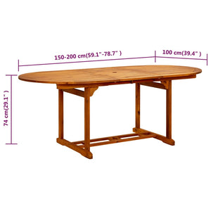 Τραπέζι Κήπου (150-200) x 100 x 75 εκ. από Μασίφ Ξύλο Ακακίας
