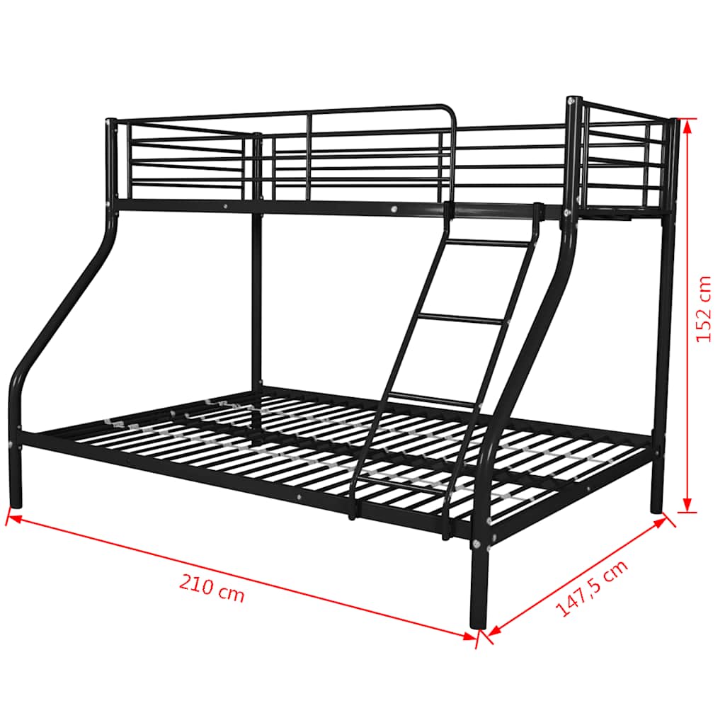 Πλαίσιο Κουκέτας Παιδικής Μαύρο 140x200/90x200 εκ. Μεταλλικό