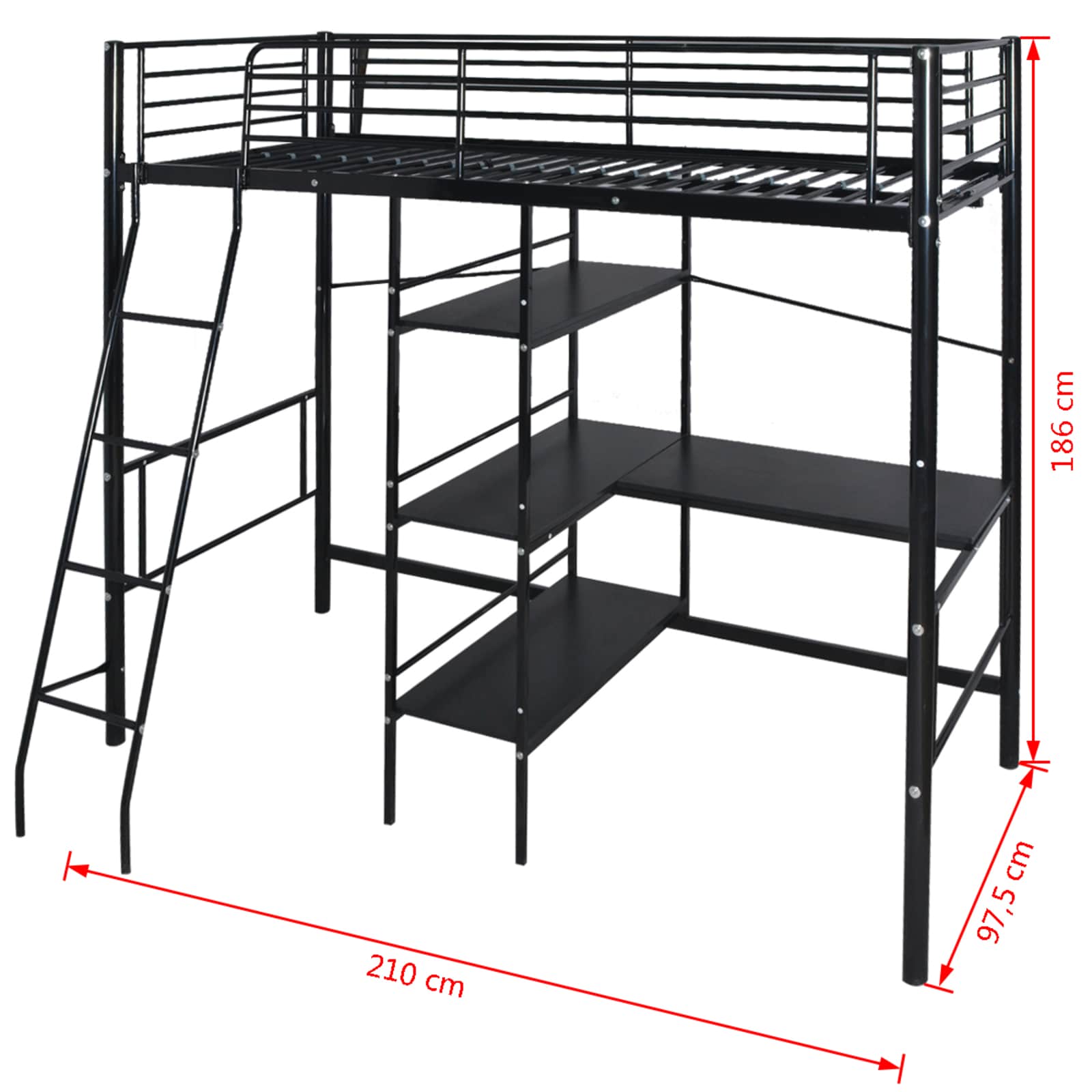 Κρεβάτι με στρώμα Μαύρο 200 x 90 εκ. Μέταλλο - Pakobazaar