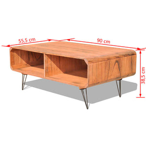 Τραπεζάκι Σαλονιού Καφέ 90x55,5x38,5 εκ. Μασίφ Ξύλο Παυλώνιας - PAKOBAZAAR