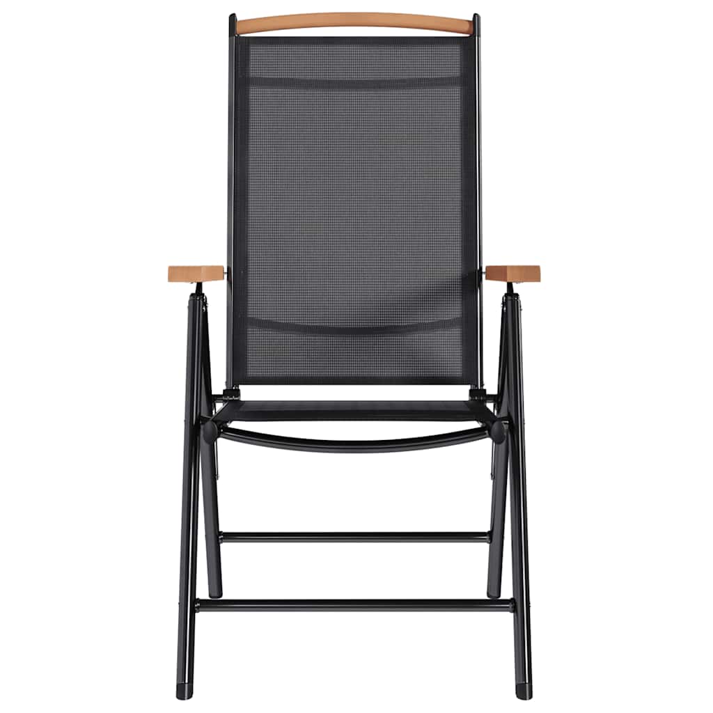 Καρέκλες Κήπου Πτυσσόμενες 2 τεμ. Μαύρες Αλουμίνιο/Textilene - Pakobazaar
