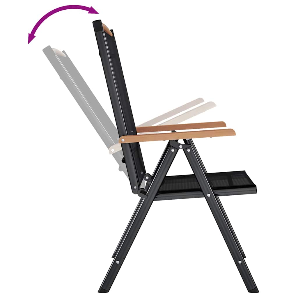 Καρέκλες Κήπου Πτυσσόμενες 2 τεμ. Μαύρες Αλουμίνιο/Textilene - Pakobazaar