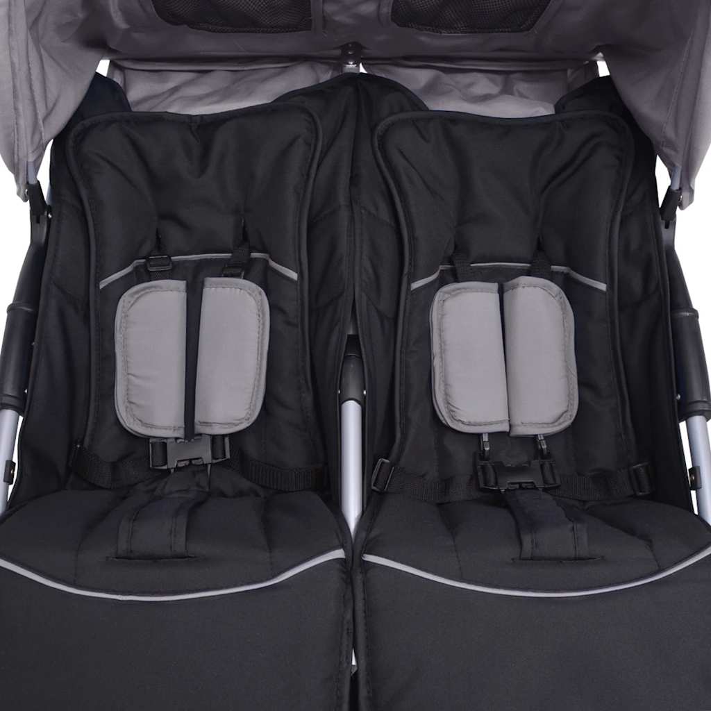 Καρότσι Βρεφικό Διδύμων Γκρι και Μαύρο Ατσάλινο - Pakobazaar