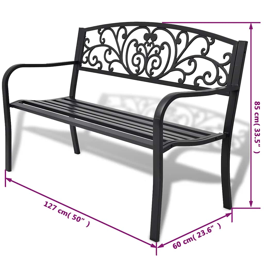 Παγκάκι Κήπου 127 εκ. Μαύρο από Χυτοσίδηρο