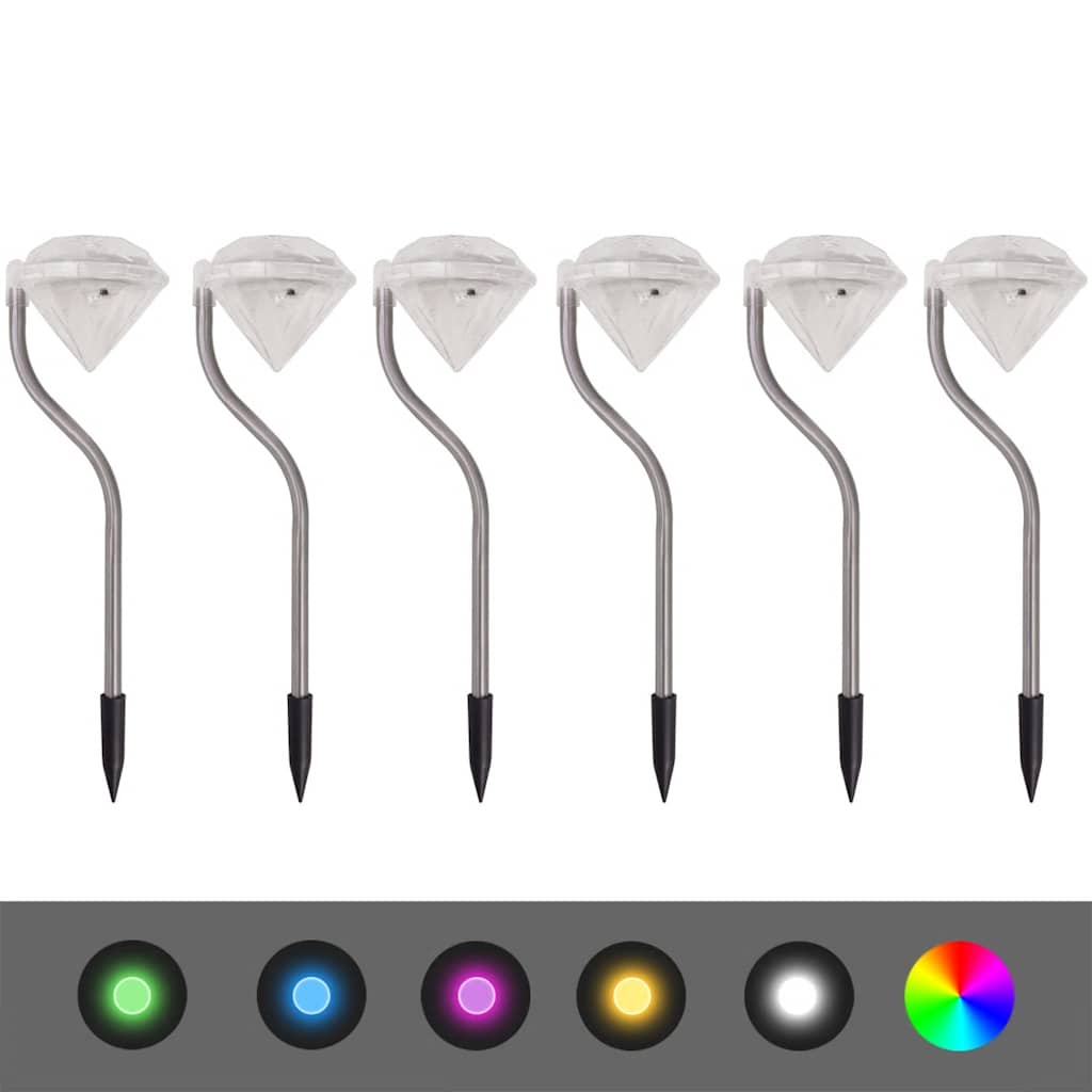 Φωτιστικά Κήπου Ηλιακά LED 6 τεμ. 9 x 7,8 x 29,5 εκ. - Pakobazaar
