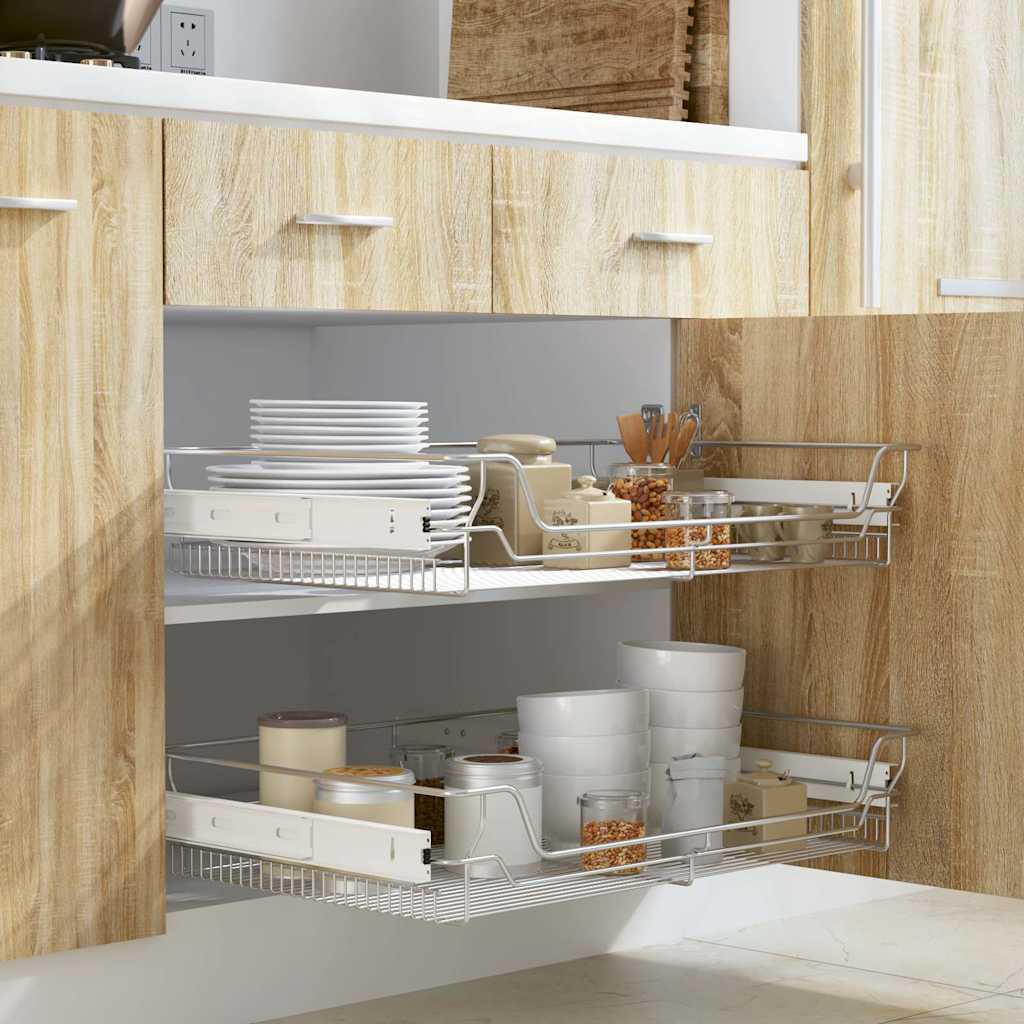 Συρτάρια - Καλάθια Συρμάτινα 2 τεμ. Aσημί 800 χιλ. - Pakobazaar