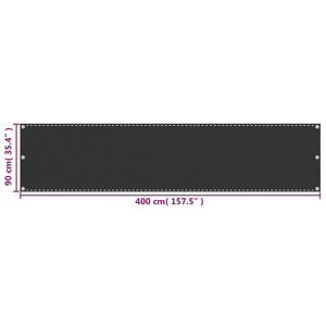 Διαχωριστικό Βεράντας Ανθρακί 90 x 400 εκ. από HDPE