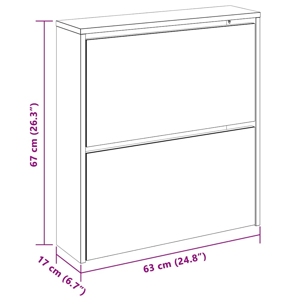 Παπουτσοθήκη Καθρέφτης 2 Επιπέδων Χρώμα Δρυς 63 x 17 x 67 εκ. - PAKOBAZAAR