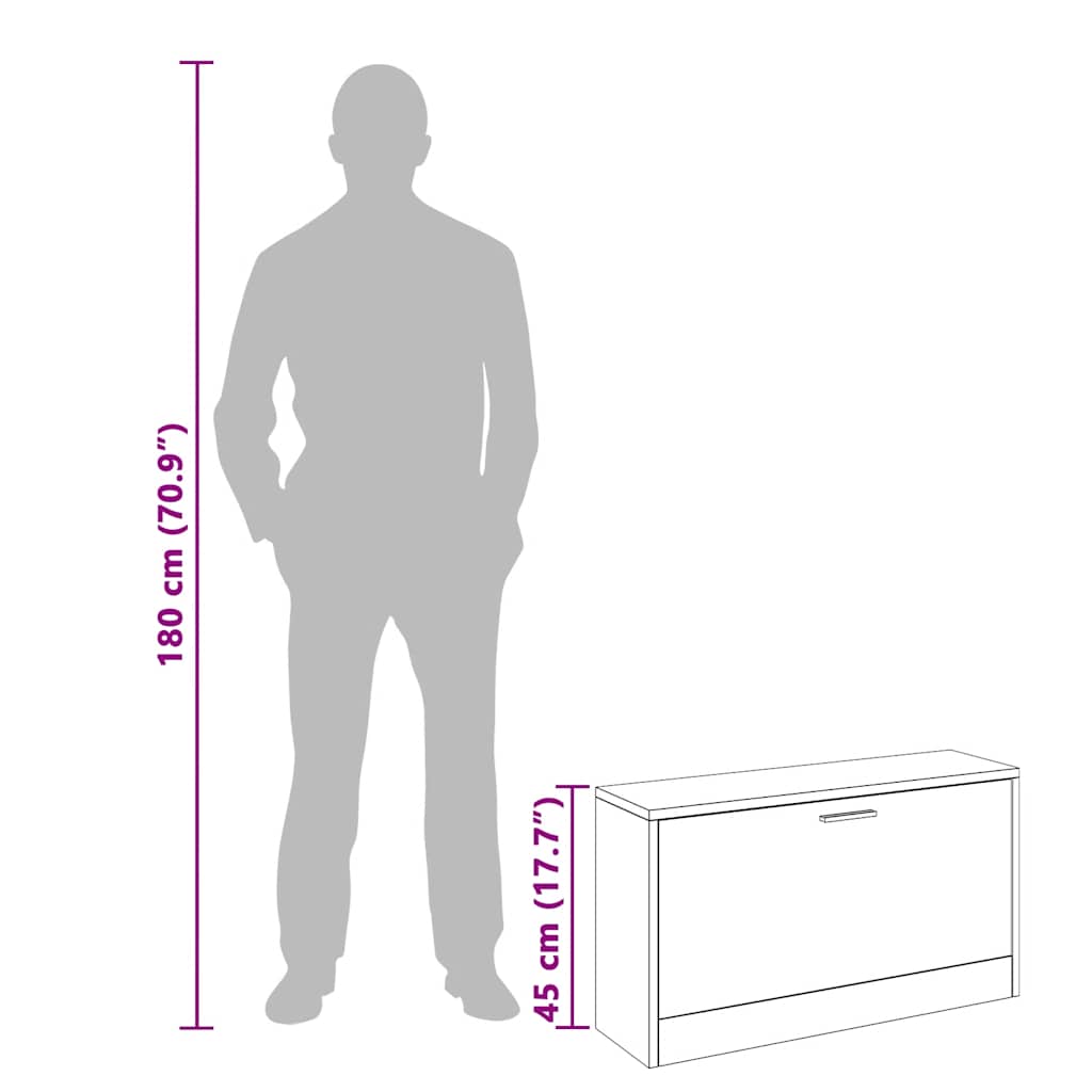 Πάγκος Αποθήκευσης Παπουτσιών Χρώμα Δρυς 80 x 24 x 45 εκ. - Pakobazaar