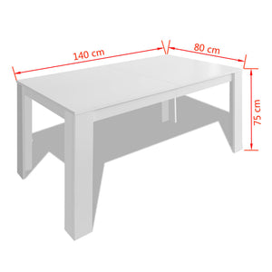 Τραπεζαρία Λευκή 140 x 80 x 75 εκ. - PAKOBAZAAR