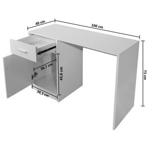 Γραφείο με Συρτάρι και Ντουλάπι Λευκό 100 x 40 x 73 εκ. - PAKOBAZAAR