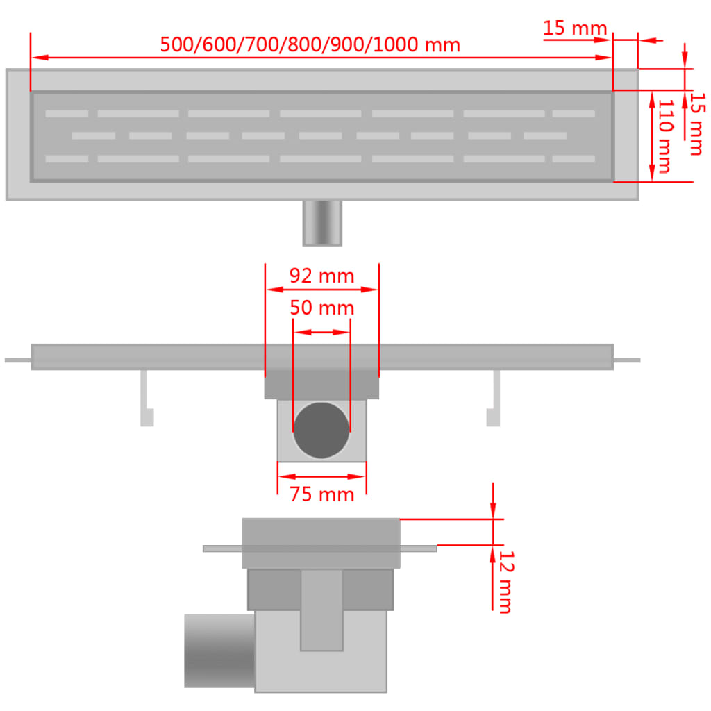 Σιφόνι Ντουζιέρας Γραμμικό Φυσαλίδες 1030x140 χιλ Ανοξ. Ατσάλι