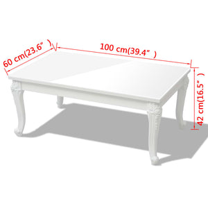 Τραπεζάκι Σαλονιού Γυαλιστερό Λευκό 100 x 60 x 42 εκ. - PAKOBAZAAR