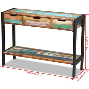 Τραπέζι Κονσόλα με 3 Συρτάρια από Μασίφ Ανακυκλωμένο Ξύλο - PAKOBAZAAR