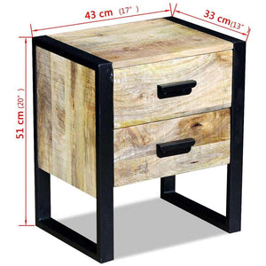 Τραπέζι Βοηθητικό με 2 Συρτάρια 43x33x51 εκ. Μασίφ Ξύλο Μάνγκο - PAKOBAZAAR