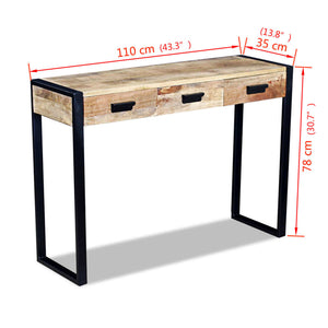 Κονσόλα Τραπέζι με 3 Συρτάρια 110x35x78 εκ. Μασίφ Ξύλο Μάνγκο - PAKOBAZAAR