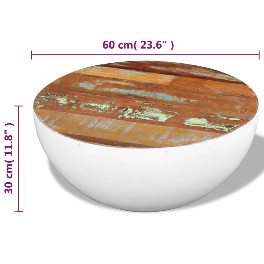 Τραπεζάκι Σαλονιού Ημισφαιρικό 60x60x30 εκ. Ανακυκλωμένο Ξύλο - Pakobazaar