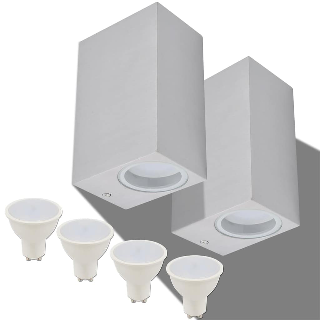 Φωτιστικά Τοίχου LED Εξωτερικού Χώρου Τετράγωνα 2 τεμ. - Pakobazaar