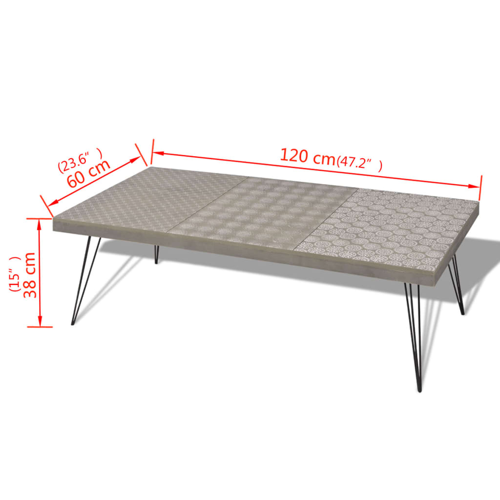 Τραπεζάκι Σαλονιού Γκρι 120 x 60 x 38 εκ.