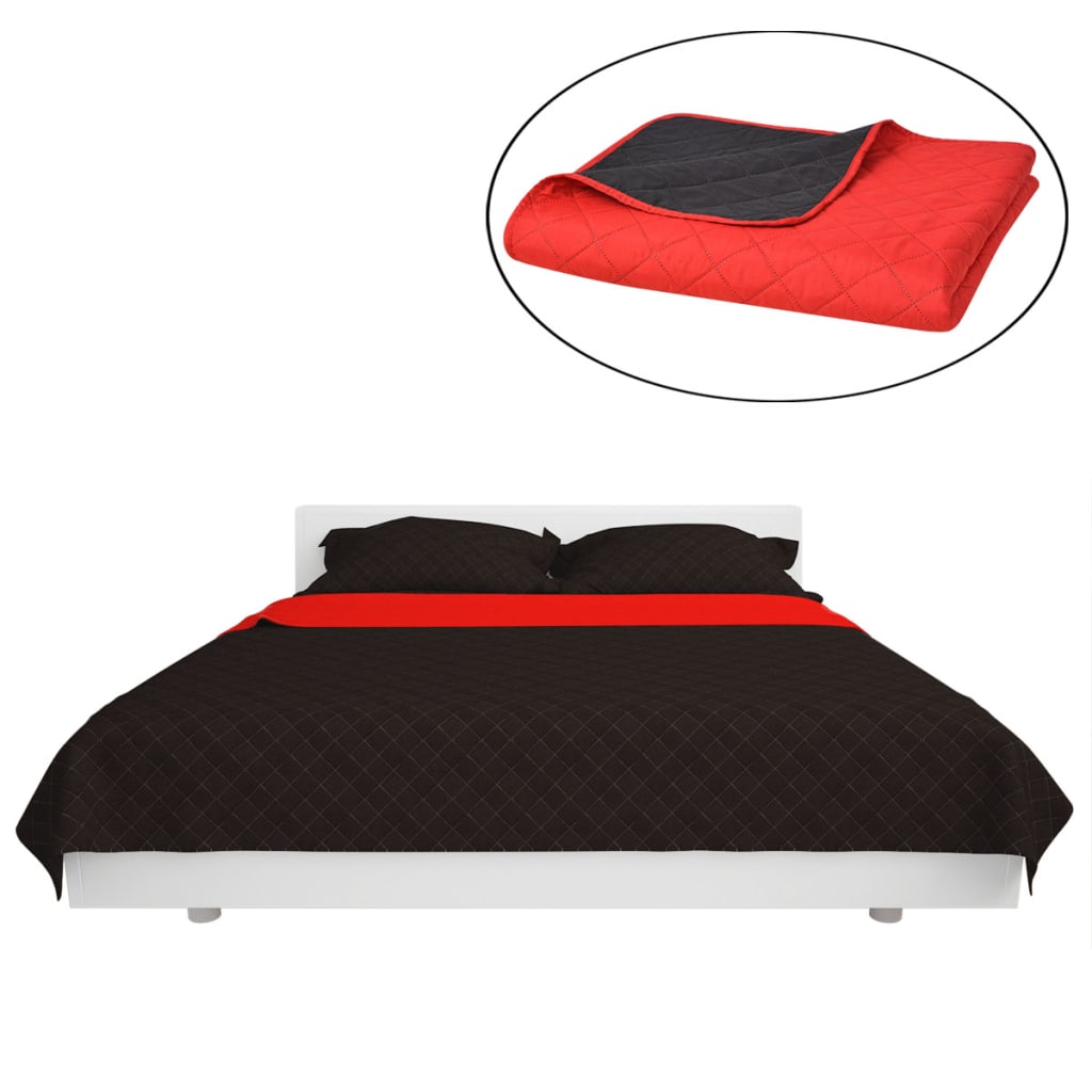 131552  Double-sided Quilted Bedspread Red and Black 170x210 cm - PAKOBAZAAR