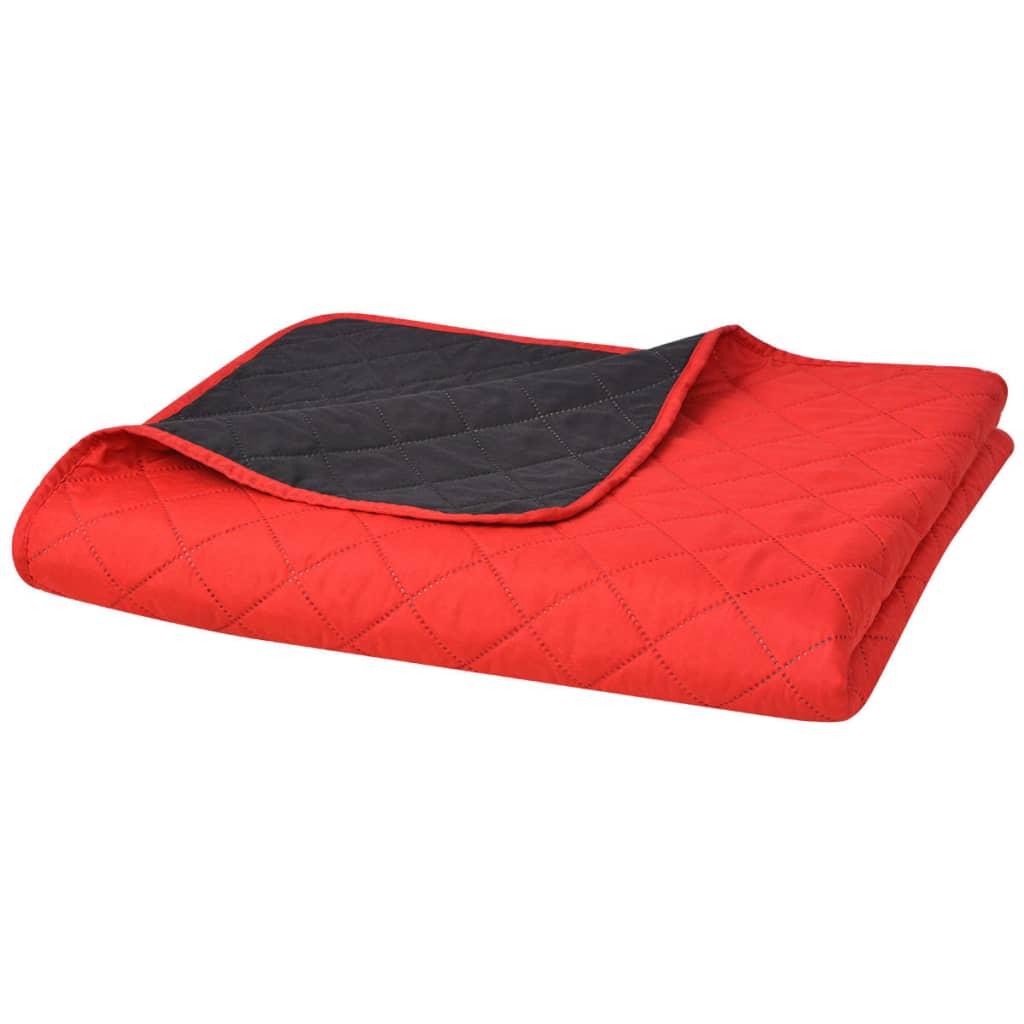 131554  Double-sided Quilted Bedspread Red and Black 230x260 cm - PAKOBAZAAR