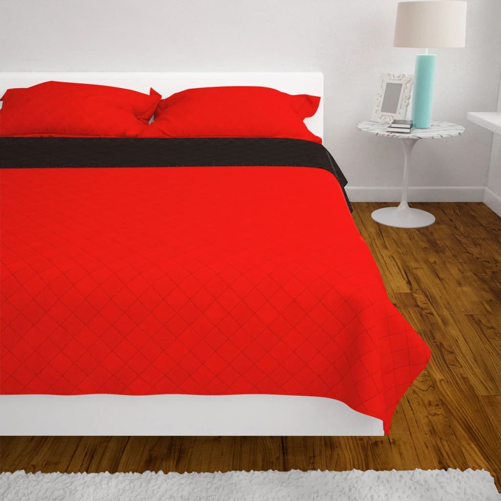131554  Double-sided Quilted Bedspread Red and Black 230x260 cm - PAKOBAZAAR