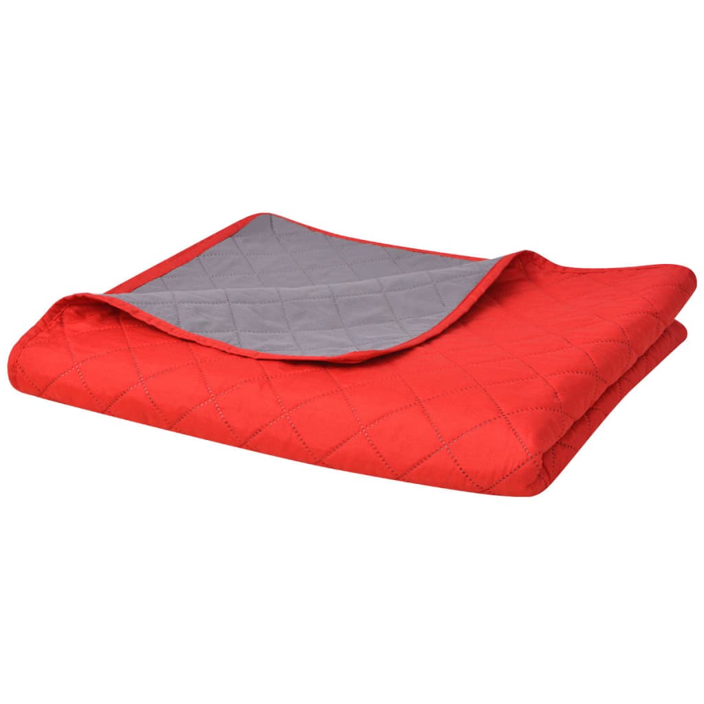 131555  Double-sided Quilted Bedspread Red and Grey 170x210 cm - PAKOBAZAAR