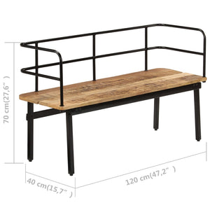 Παγκάκι 120 x 40 x 70 εκ. από Μασίφ Ξύλο Μάνγκο - PAKOBAZAAR