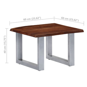 Τραπεζάκι Σαλονιού Live Edge 60x60x40 εκ. Μασίφ Ξύλο Ακακίας - PAKOBAZAAR