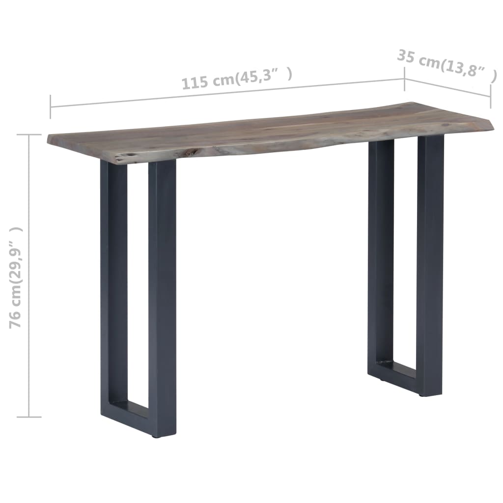 Τραπέζι Κονσόλα Γκρι 115x35x76 εκ. Μασίφ Ξύλο Ακακίας / Σίδηρο - Pakobazaar