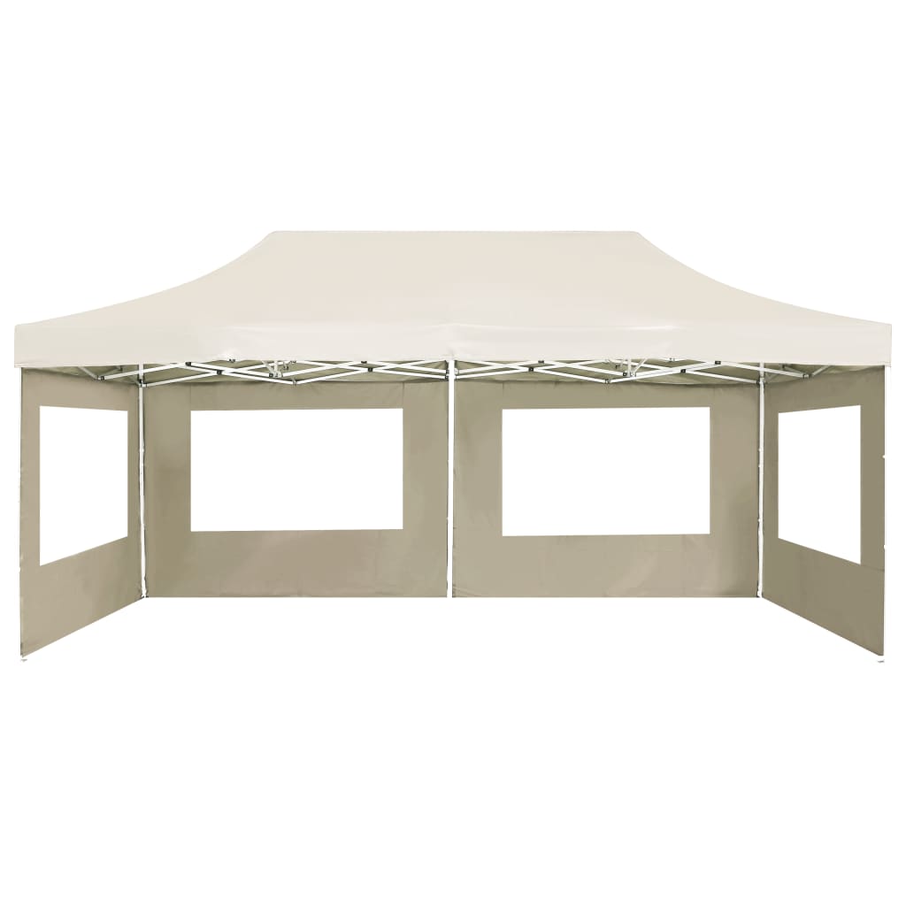 Κιόσκι με Τοιχώματα Πτυσσόμενο Επαγγελμ. Κρεμ 6x3 μ. Αλουμινίου - Pakobazaar