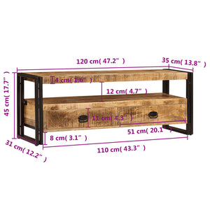 Έπιπλο Τηλεόρασης 120 x 35 x 45 εκ. από Μασίφ Ξύλο Μάνγκο - Pakobazaar