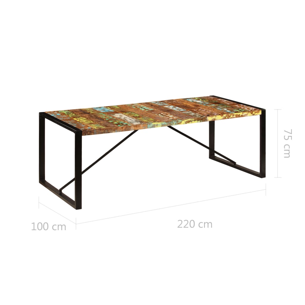 Τραπεζαρία 220 x 100 x 75 εκ. από Μασίφ Ανακυκλωμένο Ξύλο - PAKOBAZAAR