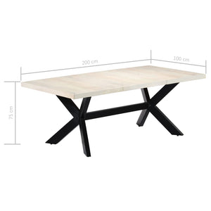 Τραπεζαρία Λευκή 200 x 100 x 75 εκ. από Μασίφ Ξύλο Μάνγκο - PAKOBAZAAR
