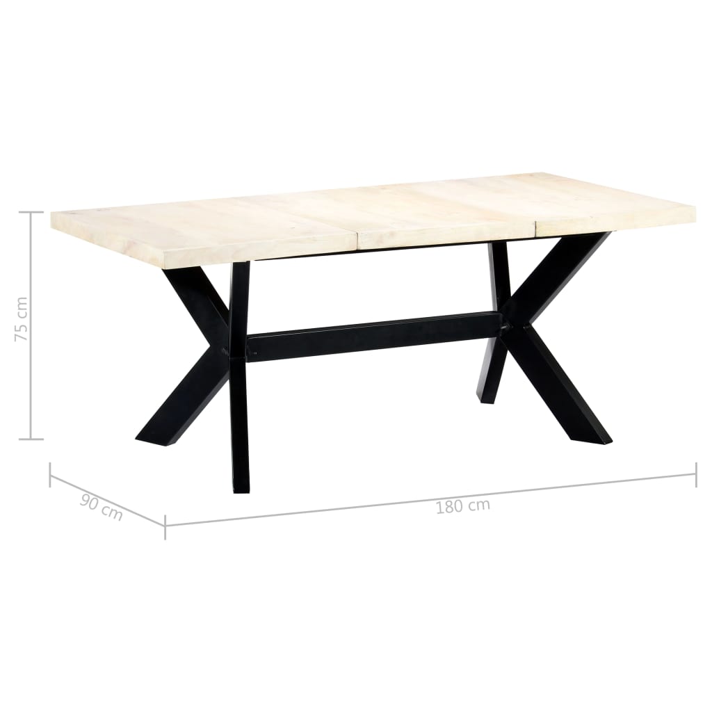 Τραπεζαρία Λευκή 180 x 90 x 75 εκ. από Μασίφ Ξύλο Μάνγκο - PAKOBAZAAR