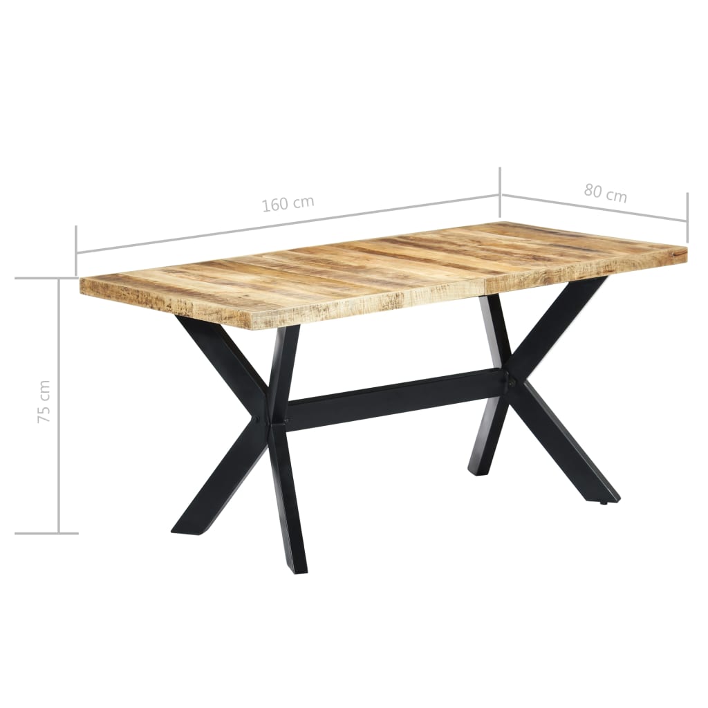 Τραπεζαρία 160 x 80 x 75 εκ. από Μασίφ Ακατέργαστο Ξύλο Μάνγκο - PAKOBAZAAR