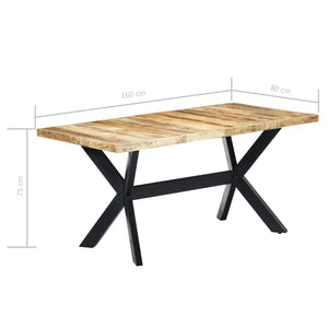 Τραπεζαρία 160 x 80 x 75 εκ. από Μασίφ Ακατέργαστο Ξύλο Μάνγκο - PAKOBAZAAR