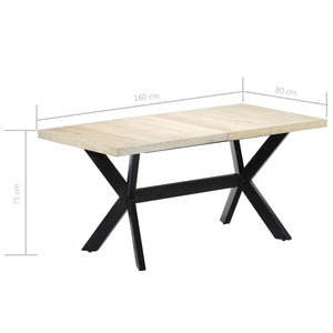 Τραπεζαρία Λευκή 160 x 80 x 75 εκ. από Μασίφ Ξύλο Μάνγκο - PAKOBAZAAR